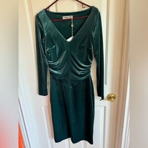 Velvet sheath dress. Beautiful green color. Brand new with tag.
